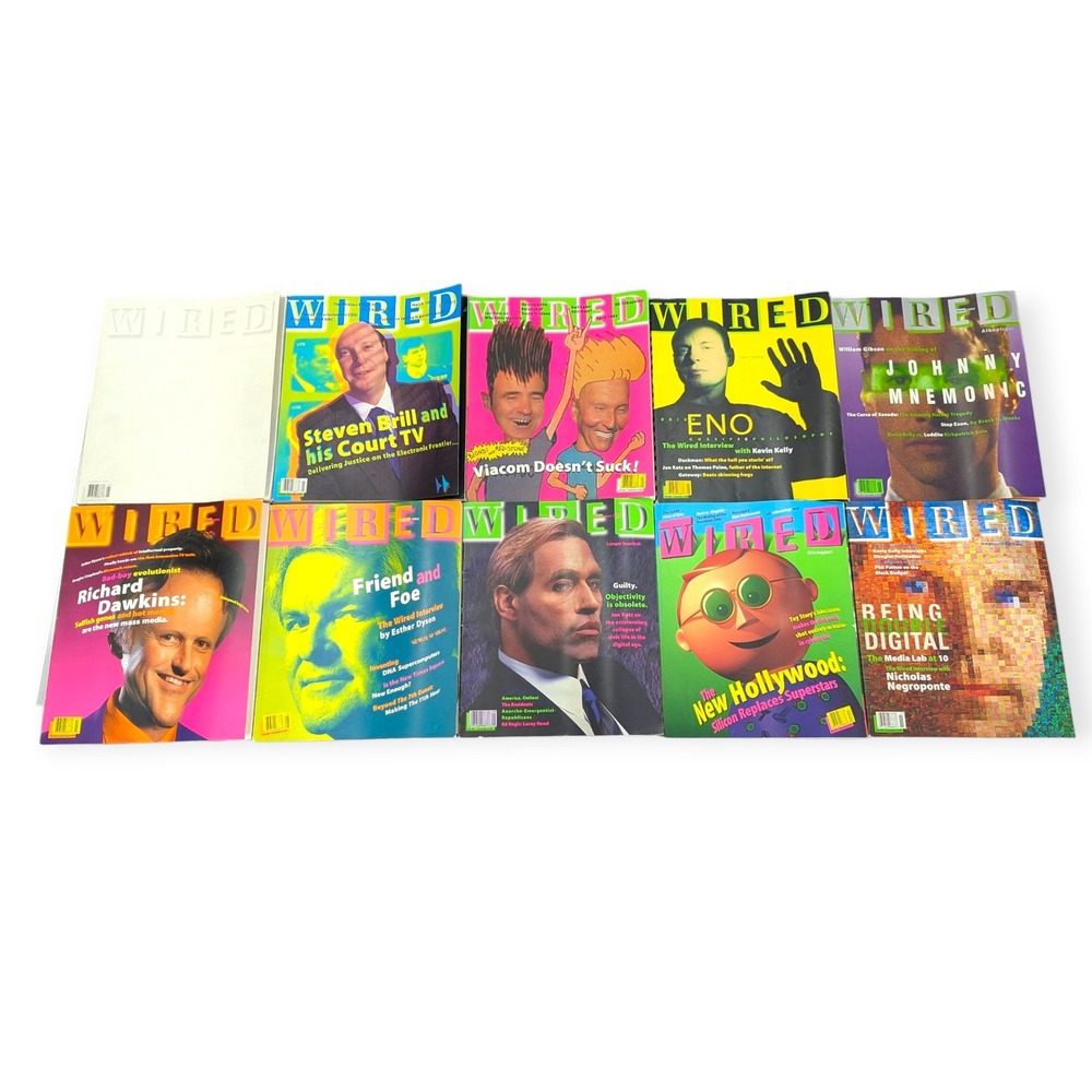 Vintage Wired Magazine 1995 Lot 10 Issues Brian Eno Johnny Mnemonic Tech History